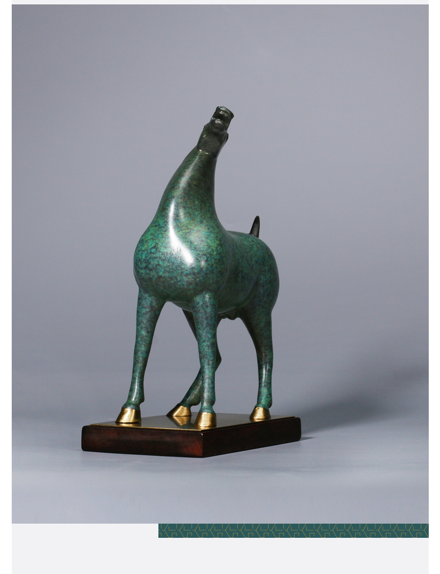 铜艺世家《望云骓系列-青骢》全铜马摆件办公室室